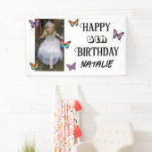 Banderoles Personalized Photo and Age Butterfly Birthday (En situation)