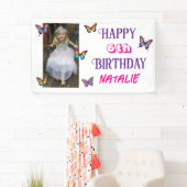 Banderoles Personalized Photo and Age Butterfly Birthday (En situation)