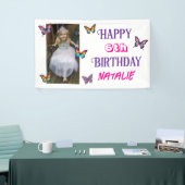 Banderoles Personalized Photo and Age Butterfly Birthday (Salon professionnel)