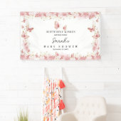 Banderoles Personalized Pink Butterfly Baby Shower Banner  (En situation)