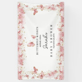 Banderoles Personalized Pink Butterfly Baby Shower Banner  (Vertical)