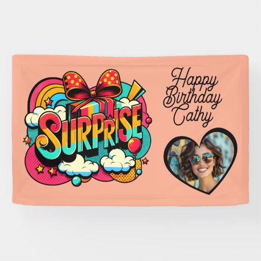 Banderoles Personalized Retro Surprise Pop Art Party Birthday (Horizontal)