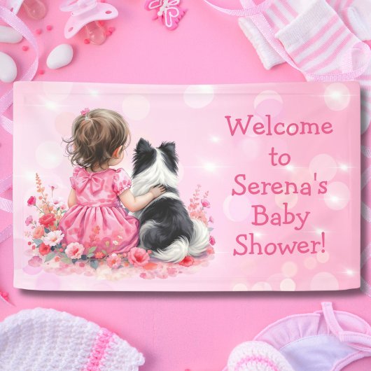 Banderoles Personalized Welcome to our Baby Shower Pink
