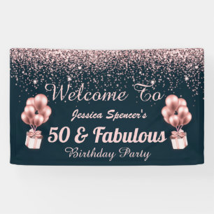 Banderoles Personnalisable 50 et Fabulous Rose Gold Birthday