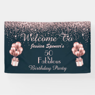 Banderoles Personnalisable 50 & Fabuleux Rose Gold 50e annive