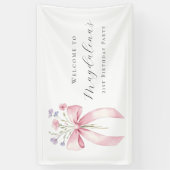 Banderoles Personnalisé 21e anniversaire Banner Bow Fleur sau (Vertical)