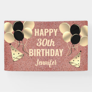 Banderoles Personnalisé 30e anniversaire Rose Gold Parties s