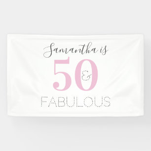 Banderoles Personnalisé 50 et fabuleux Anniversaire rose mode