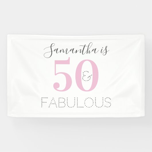 Banderoles Personnalisé 50 et fabuleux Anniversaire rose mode (Horizontal)
