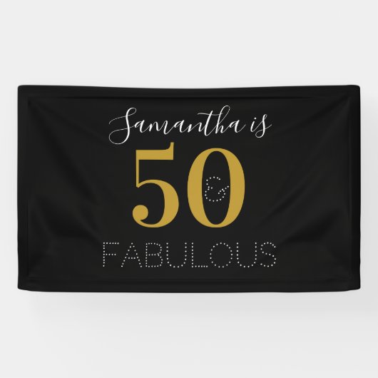 Banderoles Personnalisé 50 et fabuleux Gold Black Anniversair (Horizontal)