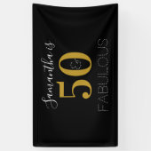 Banderoles Personnalisé 50 et fabuleux Gold Black Anniversair (Vertical)