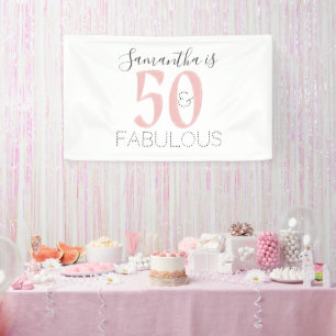 Banderoles Personnalisé 50 et Fabuleux Rose Gold Anniversaire