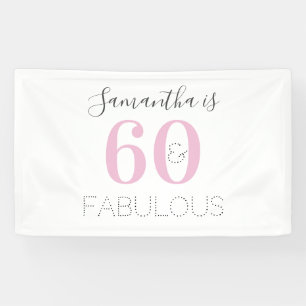 Banderoles Personnalisé 60 et fabuleux Anniversaire rose mode