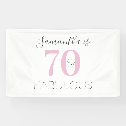 Banderoles Personnalisé 70 et fabuleux Anniversaire rose mode (Horizontal)