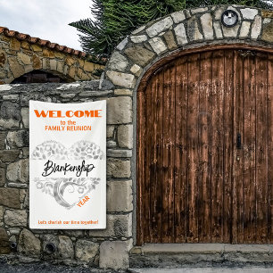 Banderoles Personnalisé Famille Réunion Coeur Art Arbre Blanc