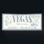 Banderoles Personnalisé Las Vegas Bachelorette Party<br><div class="desc">Élevez votre fête de bachelorette avec notre Dusty Blue Custom Las Vegas Bachelorette Party personnalisée Vinyl Banner. Cette bannière élégante saisit parfaitement l'essence d'un week-end de bachelorette "Lucky in Love", avec un élégant arrière - plan bleu poussiéreux orné de motifs chic de Las Vegas. Idéal pour les décors intérieur et...</div>