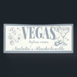 Banderoles Personnalisé Las Vegas Bachelorette Party<br><div class="desc">Élevez votre fête de bachelorette avec notre Dusty Blue Custom Las Vegas Bachelorette Party personnalisée Vinyl Banner. Cette bannière élégante saisit parfaitement l'essence d'un week-end de bachelorette "Lucky in Love", avec un élégant arrière - plan bleu poussiéreux orné de motifs chic de Las Vegas. Idéal pour les décors intérieur et...</div>