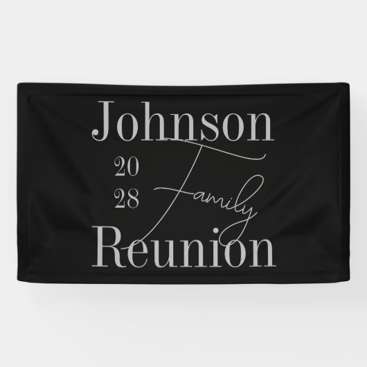 Banderoles Personnalisé Moderne Famille Réunion Noir Silver G (Horizontal)