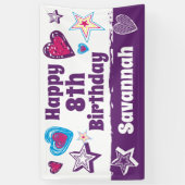 Banderoles Personnalisé Nom Personnalisé Filles Joyeux Annive (Vertical)