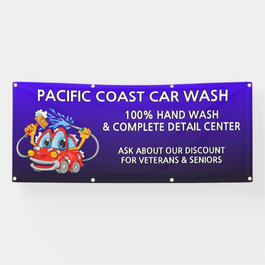 Banderoles Personnaliser Bleu Lave voiture Comical Toon Busin (Horizontal)