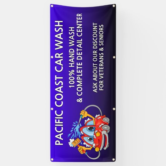 Banderoles Personnaliser Bleu Lave voiture Comical Toon Busin (Vertical)