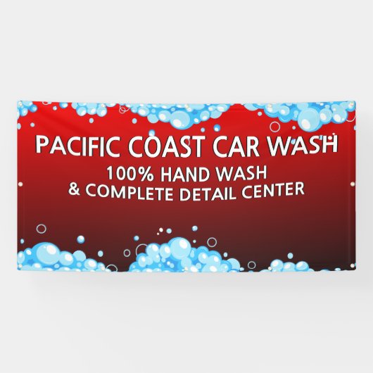 Banderoles Personnaliser Bubbly Red Car Wash Business (Horizontal)