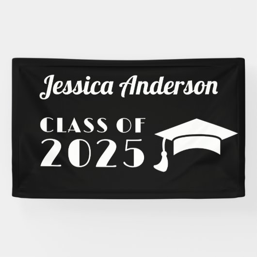 Banderoles Personnaliser diplômé noir et blanc  (Horizontal)