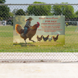 Banderoles Personnaliser Drôle Ferme Bio Oeufs Frais Cage Gra