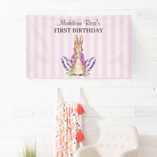 Banderoles Personnaliser Flopsy en rose 1er anniversaire bann (En situation)