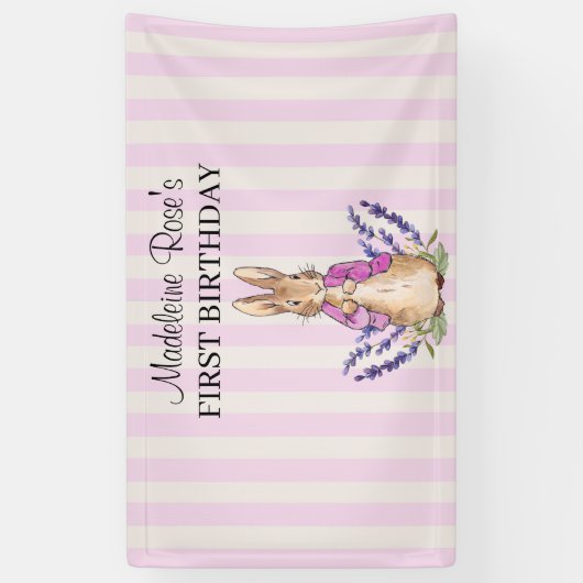 Banderoles Personnaliser Flopsy en rose 1er anniversaire bann (Vertical)