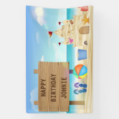Banderoles Personnaliser Joyeux Anniversaire Boy Beach Sand C (Verticale)
