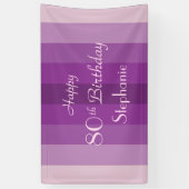 Banderoles Personnaliser Nom 80e anniversaire fête Purple Str (Vertical)