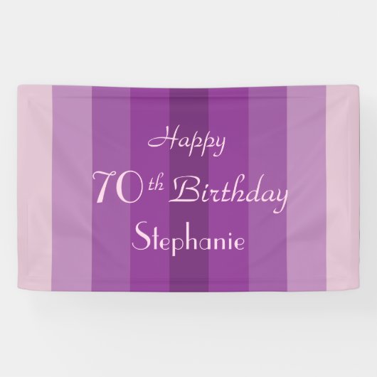 Banderoles Personnaliser Nom Joyeux 70e anniversaire Purple S (Horizontal)