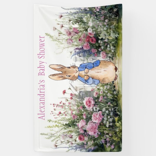 Banderoles Personnaliser Pierre le Baby shower lapin (Vertical)