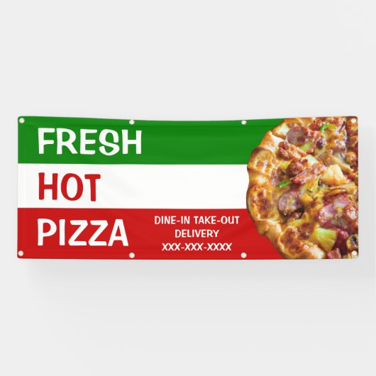 Banderoles Personnaliser Pizza Shop Drapeau Italien Pizza Pic (Horizontal)