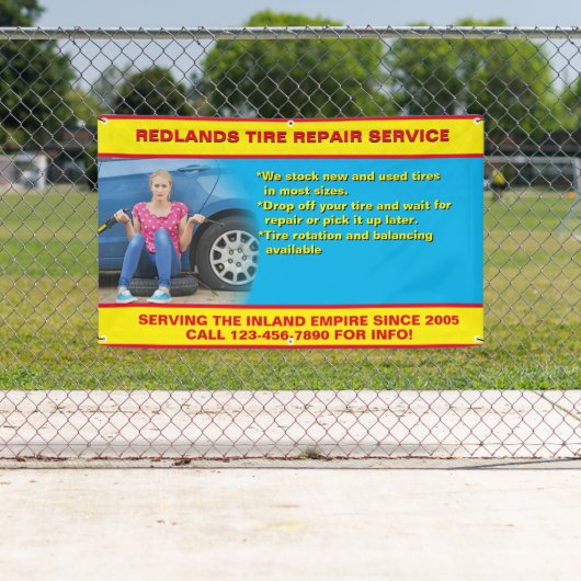 Banderoles Personnaliser Réparation des pneus Shop Photo Text (En situation)