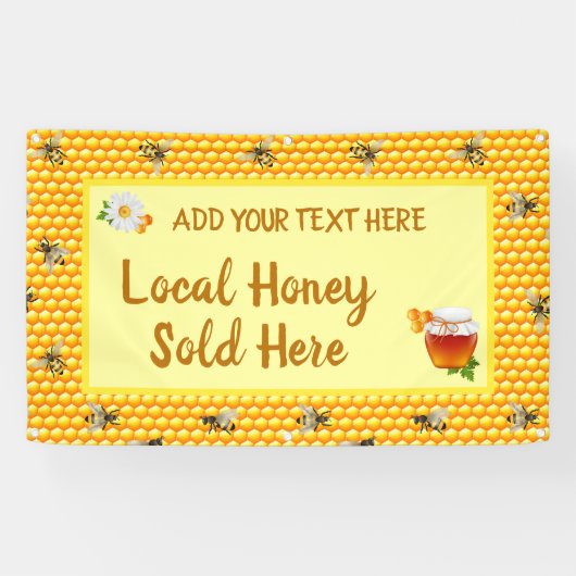 Banderoles Personnalisez Honey Business Local Honey Vendu Ici (Horizontal)