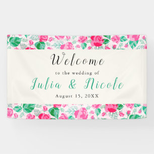 Banderoles Pétales de rose vert rose Fleurs Jardin Mariage