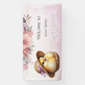 Banderoles Petit Baby shower de ruban rose brique (Verticale)