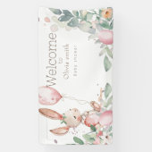 Banderoles petit baby shower lapin à fleurs mignon (Verticale)
