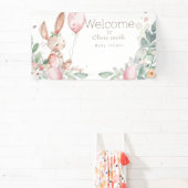 Banderoles petit baby shower lapin à fleurs mignon (Insitu)