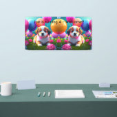 Banderoles Petit chiot avec ballons - Anniversaire de enfant  (Salon professionnel)