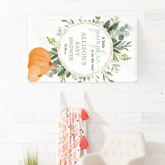 Banderoles Petit citrouille en chemin chute baby shower arriè (En situation)