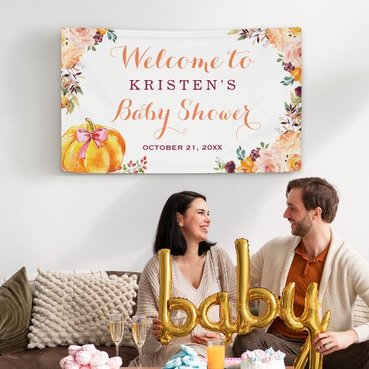 Banderoles Petit Citrouille Floral Automne Baby shower Automn