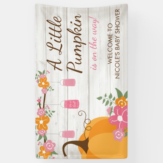 Banderoles Petit Citrouille Mason Jars Fall Girl Baby shower (Vertical)