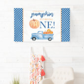 Banderoles Petit Citrouille premier anniversaire camion bleu  (En situation)