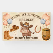 Banderoles Petit cowboy bébé cheval premier rodéo anniversair (Horizontal)