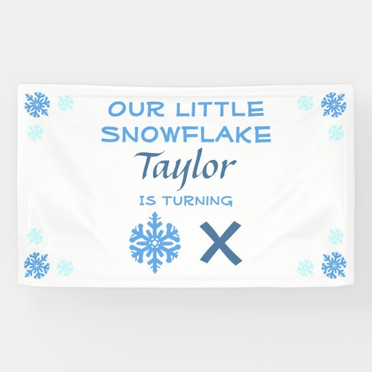 Banderoles Petit Flocon De Neige N'Importe Quel Âge Anniversa (Horizontal)