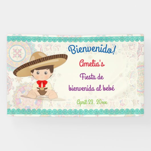 Banderoles Petit Garçon Espagnol Mexicain Sombrero Niñ0 (Horizontal)