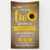 Banderoles Petit tournesol 2e fête d'anniversaire Bienvenue (Vertical)